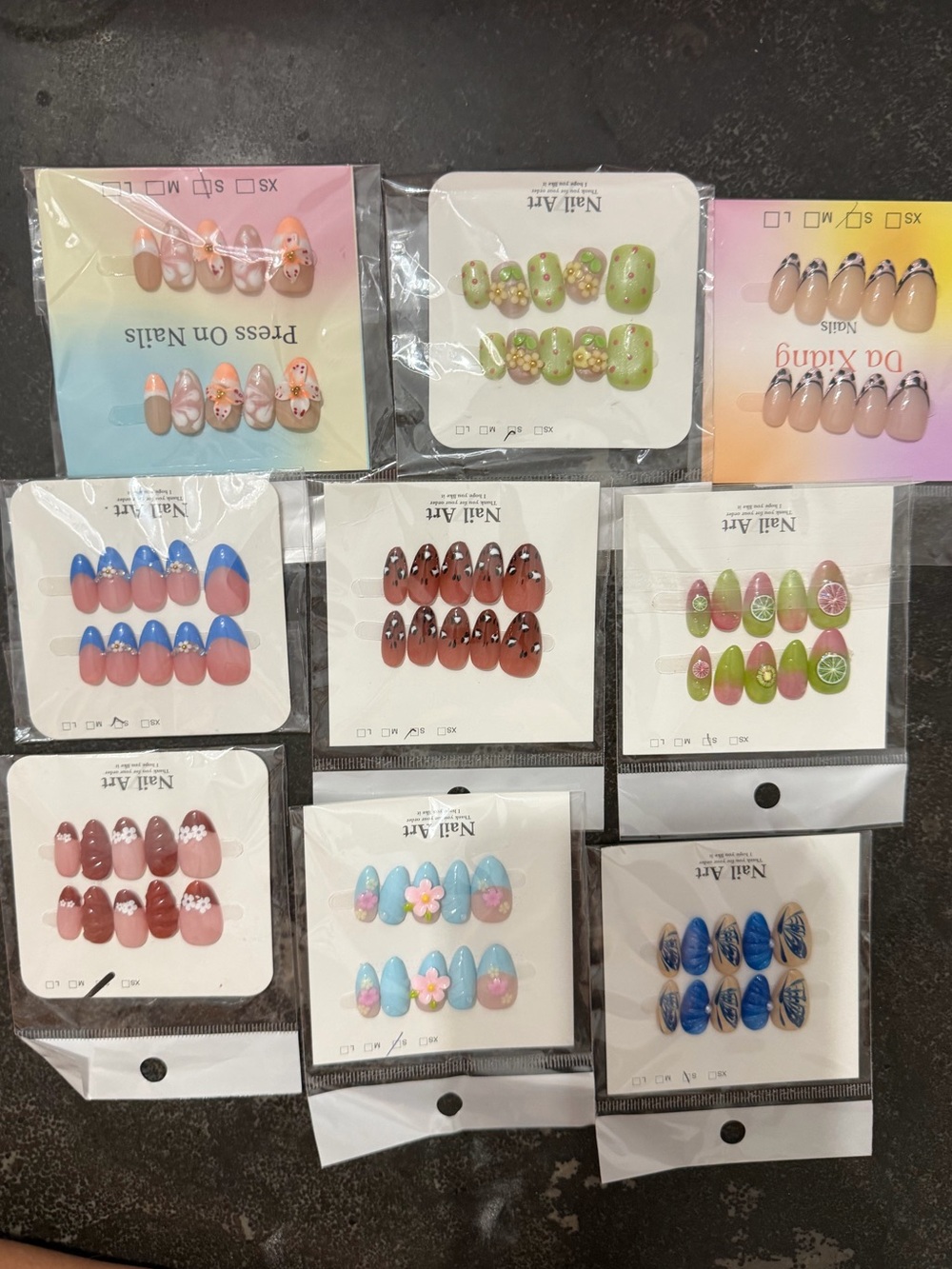 Assorted press on nail sets size small bundle